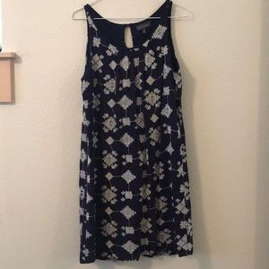 Navy Geo Embroidered Summer Tank Dress